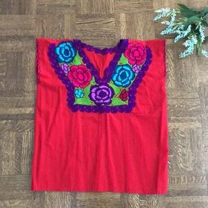 Beautiful Embroidered|Linen Red shirt 🔴🌺